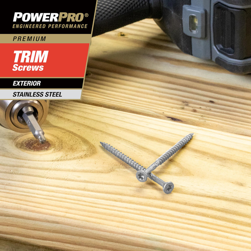 Power Pro Premium 305 Stainless Steel Trim Screws (#8 x 1-5/8") - 1lb Box