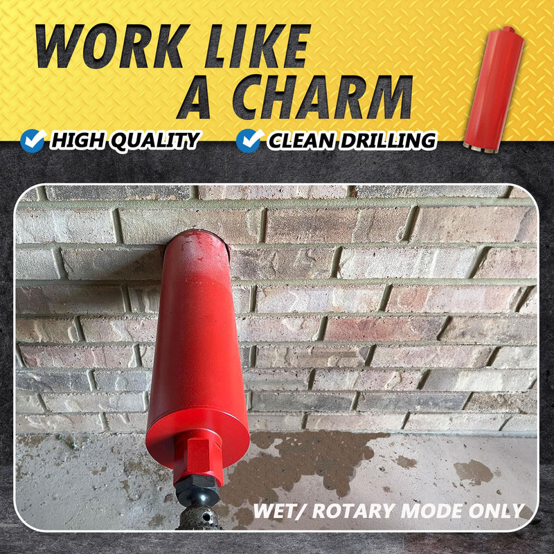 2" Wet Drill Core Bits for Concrete and Hard Masonry, 10mm Segment Height, 14" Drilling Depth, 1-1/4"-7 Arbor, Wet Only 2 Inch