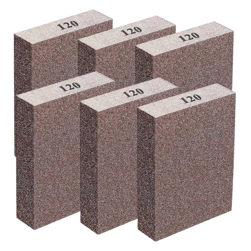 6Pcs Sanding Sponge 120 Grit Fine Blocks for Metal Sanding Wood Sanding Pot Brush Pan Brush Washable&Reusable N-G-001-120