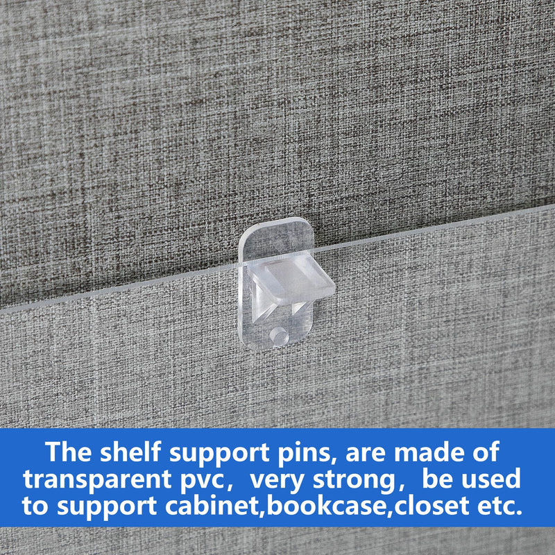 24 Pcs Shelf Holders Pegs-1/4 Inch Clear Plastic Cabinet Shelf Clips-Furniture Support Pin for Kitchen Cabinet Wood Shelving Shelf Bookcase Pegs Replacement 24 Pcs