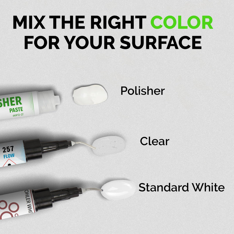 Porcelain Repair Kit (Clear/Transparent & White) - Fix Your Defects on Tiles, Sinks, Bathtubs & More I Suitable for Most Repairs I Upgraded Light Unit