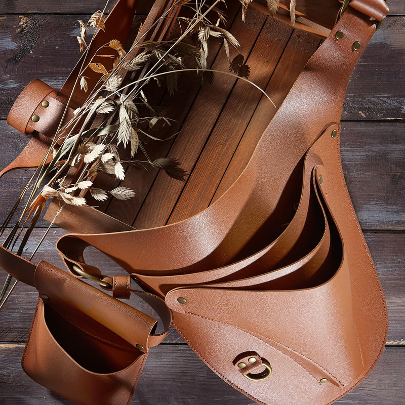 Leather Garden Tool Belt for women & men- Utility belt apron for gardening, DIY, florist & carpenter -Tool Organizer Holster Pouch, Gardening gifts -Florist tool belt- Multiple pockets for han