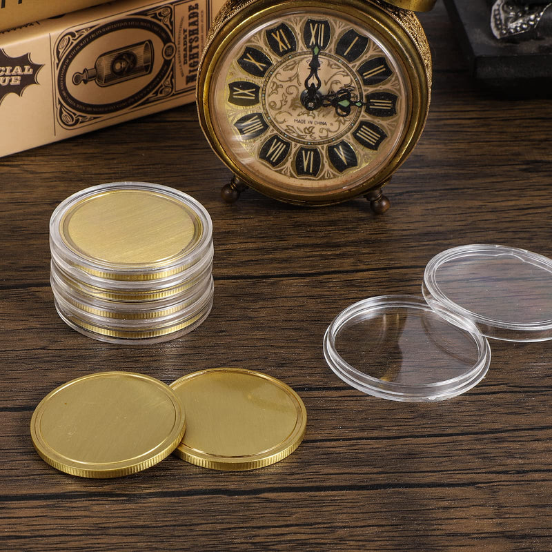 Blank Brass Challenge Coin Laser Engraving Custom Coins Blanks 40 mm with Acrylic Protection Box for DIY Crafts Birthday Travel Commemorative Collection (10pcs Brass) 10 Brass