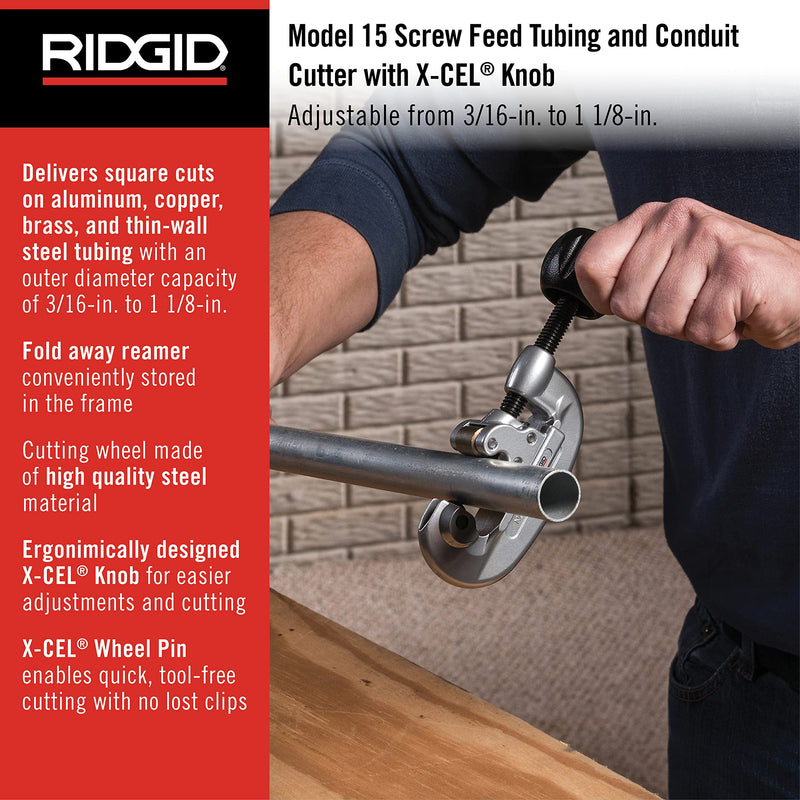 Ridgid 32920 model 15 Screw Feed Tubing Cutter, 3/16" To 1-1/8" Tube Cutter Small