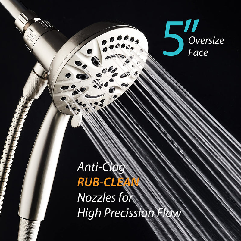 AquaDance New Magnetic Guidance Docking System - High-Pressure 8-setting Handheld Shower Head with Giant 5 inch Face, Magnetic Bracket, Extra-long 72 inch Stainless Steel Hose/All Nickel Finish All Nickel
