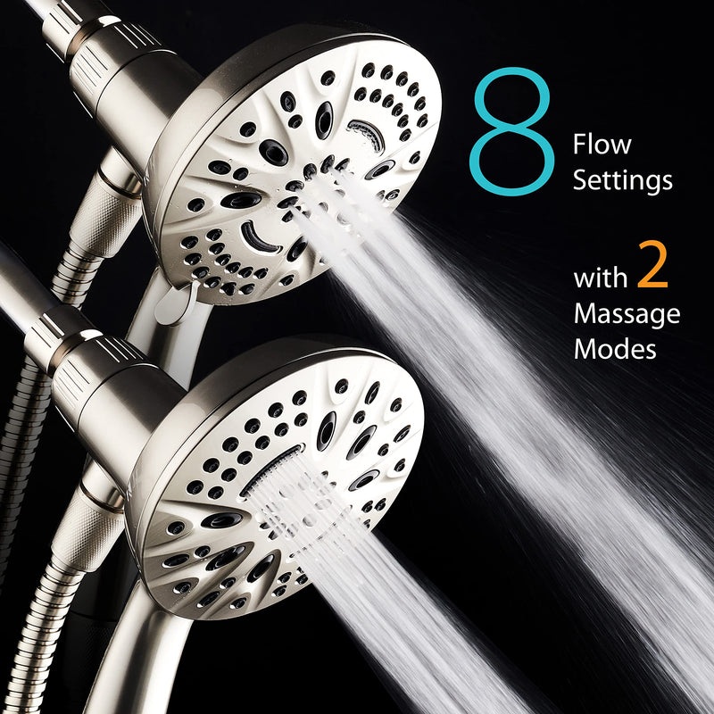 AquaDance New Magnetic Guidance Docking System - High-Pressure 8-setting Handheld Shower Head with Giant 5 inch Face, Magnetic Bracket, Extra-long 72 inch Stainless Steel Hose/All Nickel Finish All Nickel