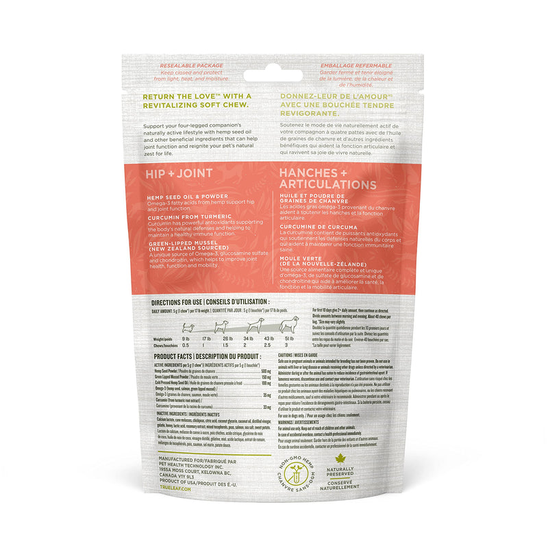 True Leaf Pet Hemp Hip + Joint Chews 200 g - Support Mobility with Natural Ingredients - Green Lipped Mussel, Turmeric Extract