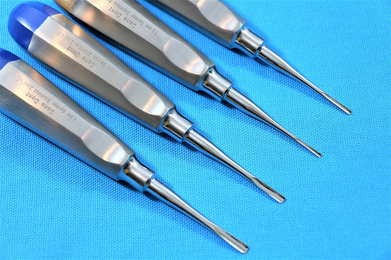 Dental Luxating Elevator Surgical Root Instruments Straight Tip 1.3 mm 2mm 3mm 4mm Set of 4 Each Premium German