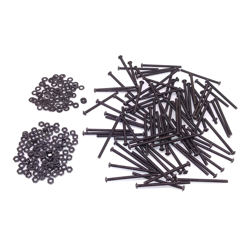 Yodaoke 100pcs M3-0.5 x 50mm Button Head Socket Cap Screw, ISO 7380 Hex Drive, Class 10.9, Alloy Steel, with Nut and Washer