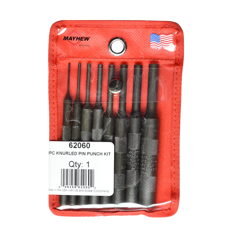 Mayhew Select 62060 480-K Knurled Pin Punch Kit, 8-Piece