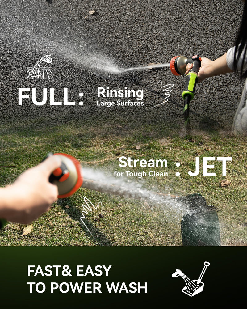 RAINPOINT Hose Sprayer Nozzle Heavy Duty - 8 Spray Patterns Garden Hose Nozzle with Adjustable Flow Control for Watering Plants, Washing Cars,Washing Pets, Thumb Control (Orange) Orange 1