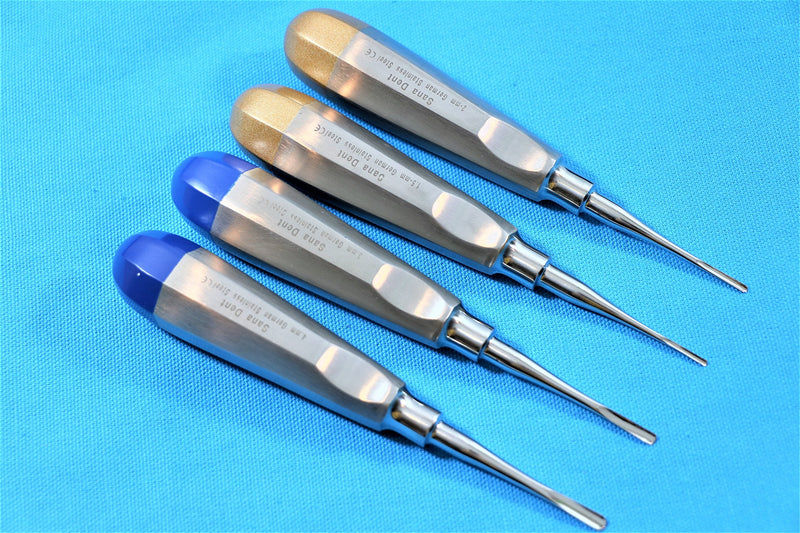 Dental Luxating Elevator Surgical Root Instruments Straight Tip 1.3 mm 2mm 3mm 4mm Set of 4 Each Premium German