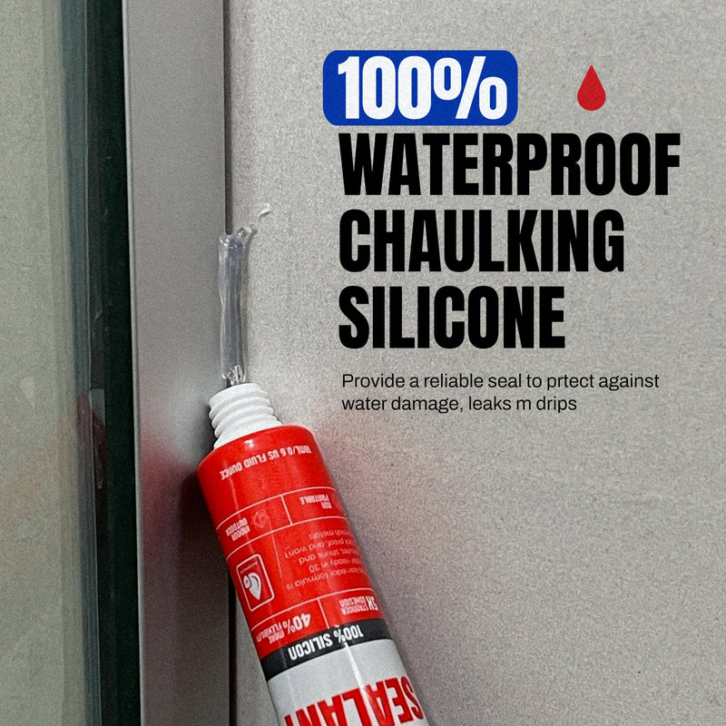GH1200 18 ML x 8 PCs Silicone Caulk Clear Silicone Sealant Waterproof, Kitchen & Bathroom Caulk - Shrink & Crack Proof - Pocket-Friendly Small Size Indoor & Outdoor Use Silicone Glue - Strong Caulking