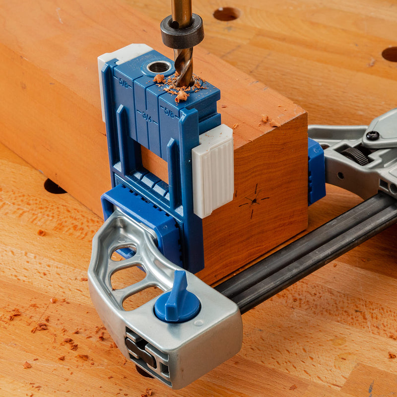 Rockler 3/8” Doweling Jig Kit w/Drill Bit & Stop Collar – Wood Dowel Jig kit – Dual Edge Stops for Easy Alignment w/Dovetail – Durable Nylon Jig w/Steel Bushings – Dowel Jointer Jig w/Hex Wrench