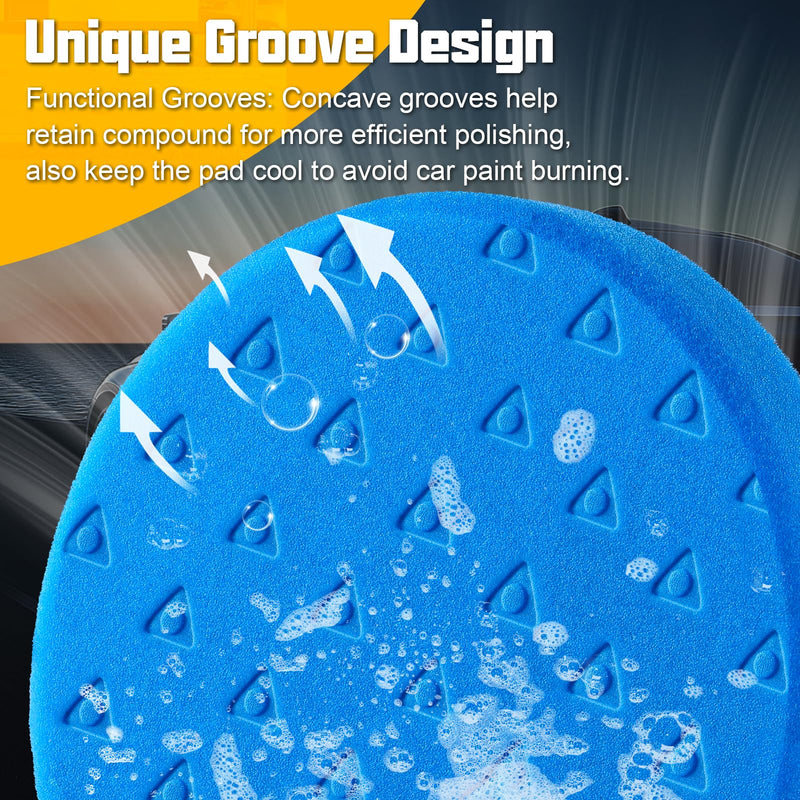 7.5 Inch Buffing Pads, 8 Pcs Polishing Pad, Car Compound Buffing Sponge Pads and Woolen Pads Cutting Polishing Pad Kit for Car Buffer Polisher Compounding, Polishing & Waxing 7.5 - Inch