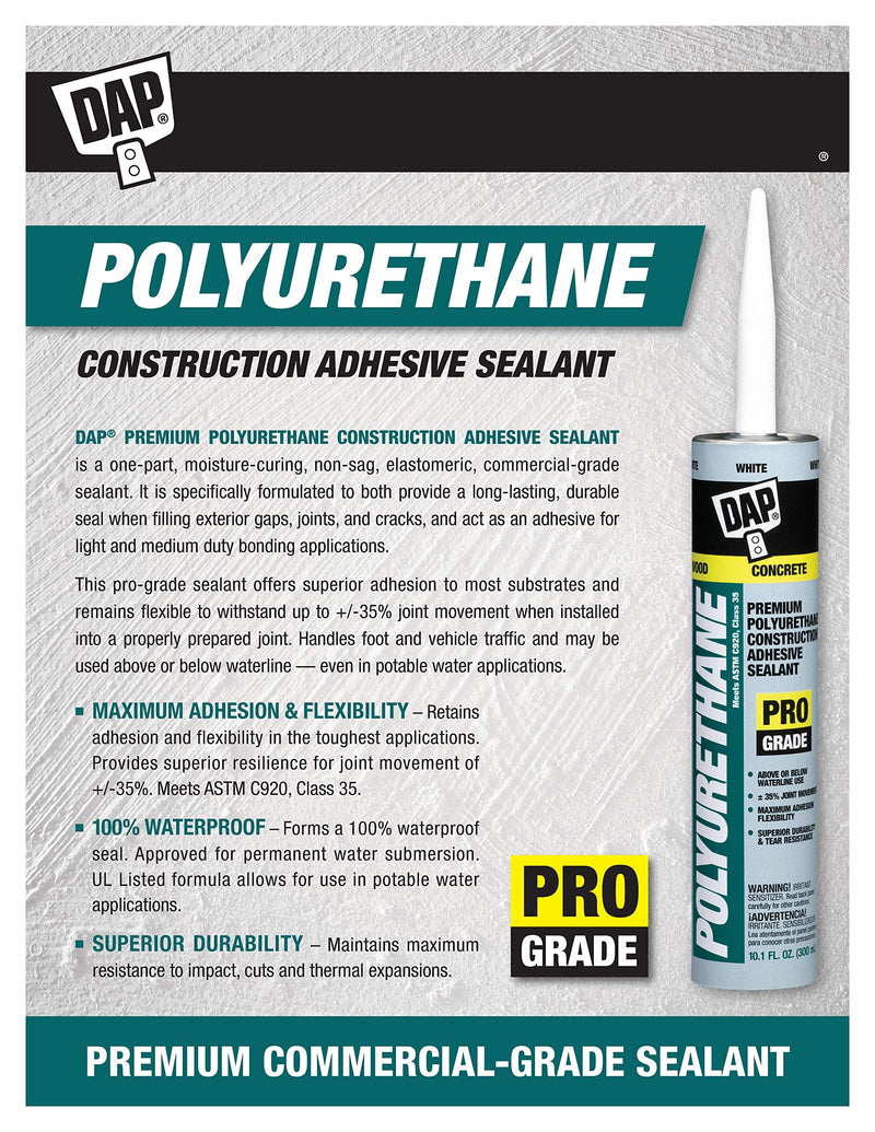 Dap 18814 Adh Slnt Gray Polyurethane Sealant, 10.1 oz