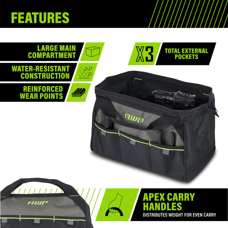 AWP 15 Inch Tool Bag with Apex Handle Design, Compact Size, Water-Resistant Construction - NewNest Australia