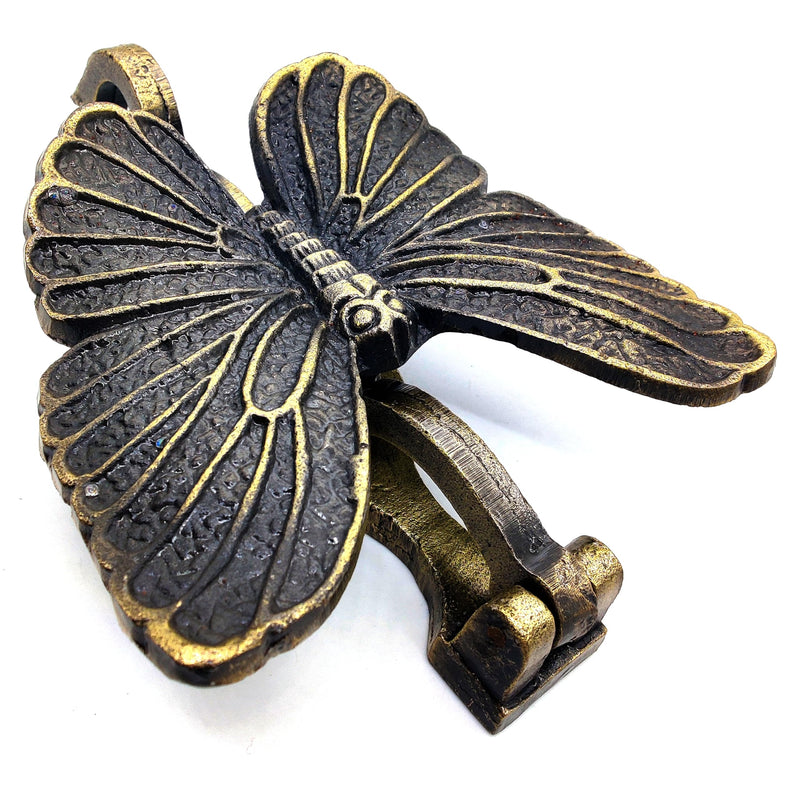 5MOONSUN5's Butterfly Door Knocker Door Knocker for Front Door | Antique Finish Solid Cast Iron Door Knockers with Strike Plate