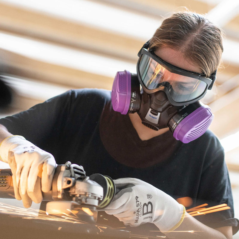 Dräger X-plore 3500 Respirator Mask Multi-Gas/P100 Combination Cartridge (OV/AG/HF/FM/CD/AM/MA/HS/P100) NIOSH-certified Half-Mask for Painting, Chemicals, Construction