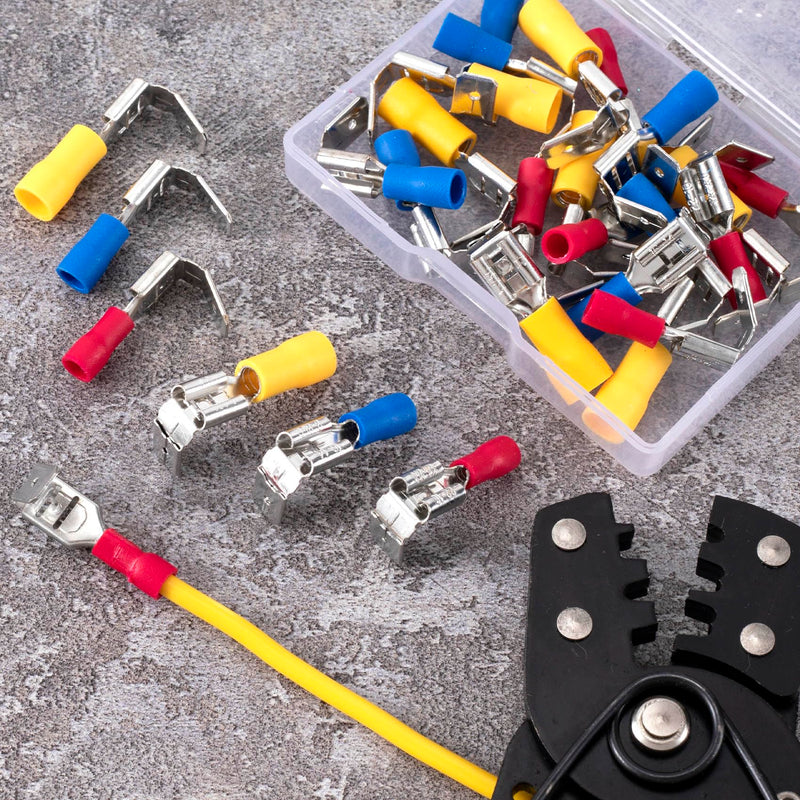 ANCIRS 30pcs Semi-Insulated Piggyback Spade Connectors, Quick Disconnect Piggyback Spade Assortment Kit, Female/Male Cable Crimp Terminals, 22-10 AWG 22-10 AWG (30pcs)