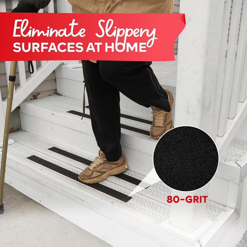 Anti Slip Grip Tape for Stairs, Black 4-Inches x 15-Foot Stair Grips Non Slip, Anti Skid Tape for Steps Outdoor Waterproof, Stair Tread Tape - XFasten