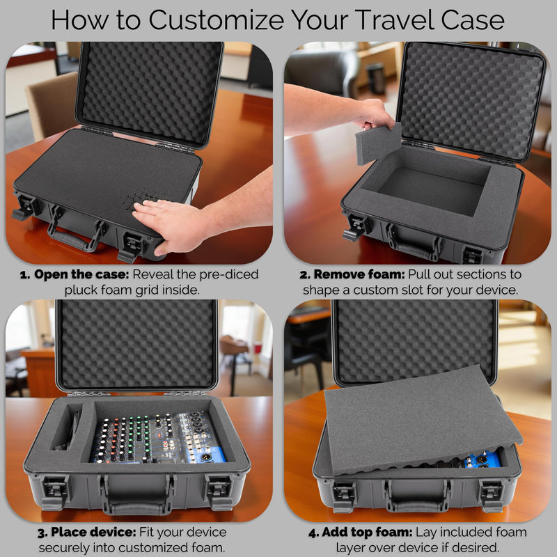 CASEMATIX Projector Hard Case with Custom Foam Compatible With Epson VS240, EX3240, VS345, VS340, VS335W, EX7240 Pro, EX5240 – Travel Case with Hard Shell Protection – Fits Up to 14.5" x 10.5" x 4.5"