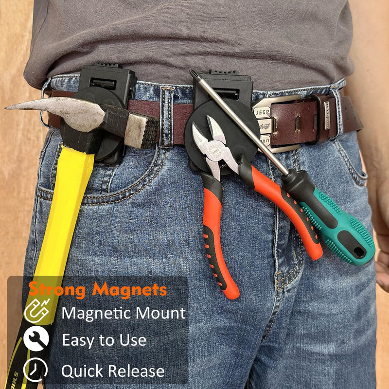 MUTUACTOR Tool Holster Belt Clip,Heavy-Duty Magnetic Tool Holder for Belt Clip,Non-Slip Strong Magnetic Clip Tool Belt Accessories for Hammer Screwdrivers Adjustable Wrench Magnetic Tools Hardware Belt Clip X1