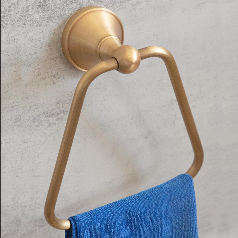 T-Shape Bath Towel Ring,Simple Design Towel Holder Hangers Wall Mount Antique Brass Hand Towel Holder for Bathroom、Kitchen Bathroom Hardware Accessories