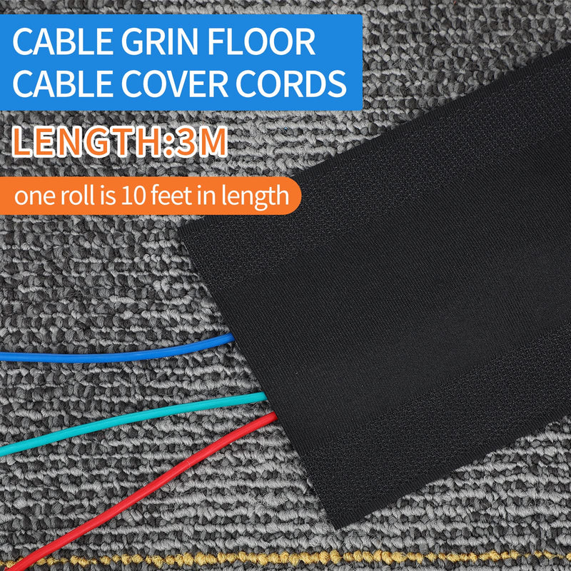 WILLBOND Carpet Cord Cover Cable Grip Floor Cover Cable Protector Management Only for Commercial Office Carpet(Black,39.37 ft) 39.37 ft Black