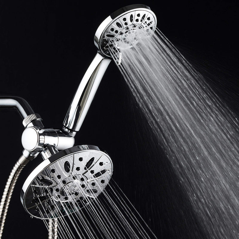 AquaDance 6" Premium High Pressure 3-way Rainfall Shower Combo Combines the Best of Both Worlds - Enjoy Luxurious Rain Showerhead and 6-setting Hand Held Shower Separately or Together! Chrome