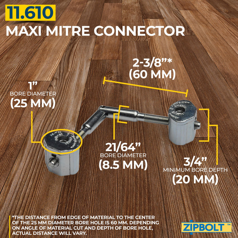 Zipbolt UT 11.600 Maxi Mitre Connector Bulk Pack — Connects Mitered Staircase Handrail Sections, Residential and Commercial Installation, New Construction and Remodels 10 Pack