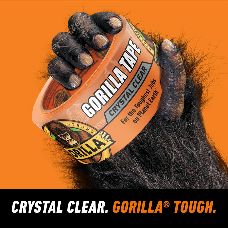 Gorilla Crystal Clear Tape, 1.88” x 18 yd (Pack of 6) - Weather Resistant for Indoor or Outdoor Projects and Repairs