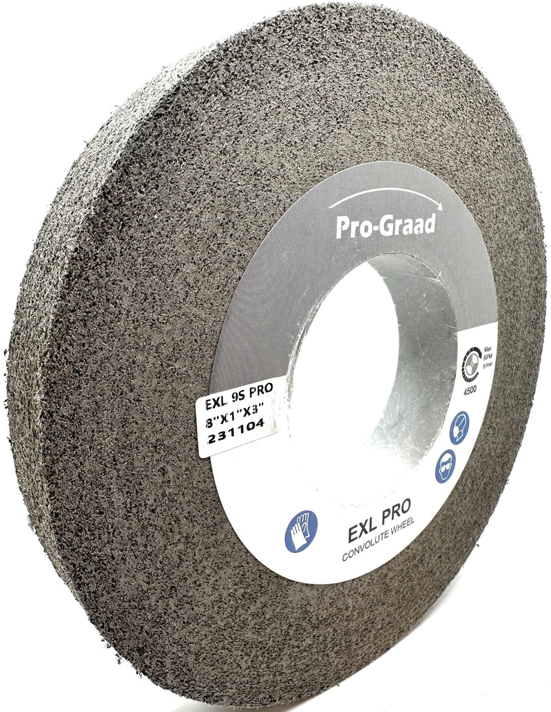EXL PRO Convolute Deburring Polishing Wheel - 8" x 1" x 3" 9S Fine Silicon Carbide - Professional Grade - Metal Deburring, Finishing and Polishing Wheel - (1 Pack) 8" x 1" x 3"