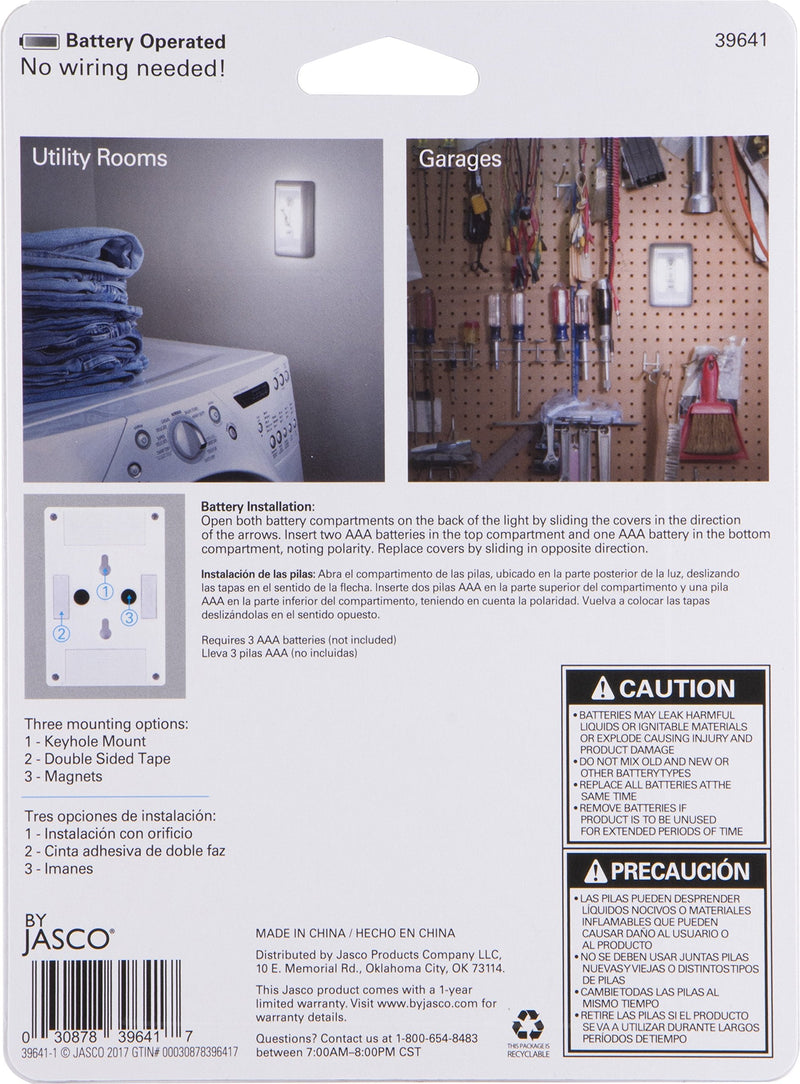 Lights by Night Wireless LED Light Switch, Battery Operated, 100 Lumens, Tap Light, Portable Light Switch, Wireless, Stick-On LED Lights, Under Cabinet, Closet, Basement and More, 39641 White 1 Pack