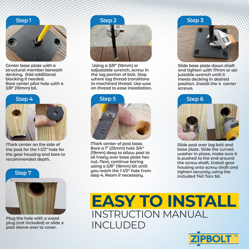 Zipbolt 17.800 XT Exterior Newel Post Anchor - for Anchoring Surface Mount Exterior Posts to Decking, Patios, and Verandas - Durable Strength 4x4 Post Base (Actual 3.5x3.5)