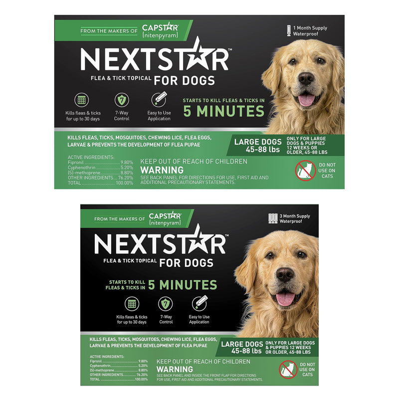 NEXTSTAR Flea and Tick Prevention for Dogs, Repellent, and Control, Fast Acting Waterproof Topical Drops for Large Dogs, 3+1 Month Bundle