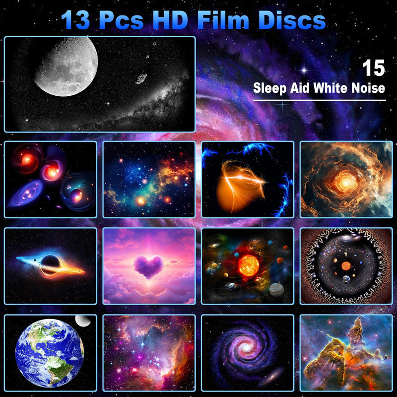 Star Projector Pro, Galaxy Projector for Bedroom, Wider Sharper Projection, 13 Theme Discs, 15 Sleep Aid White Noise, Remote, Timer, Bluetooth Play, White B-White Pro