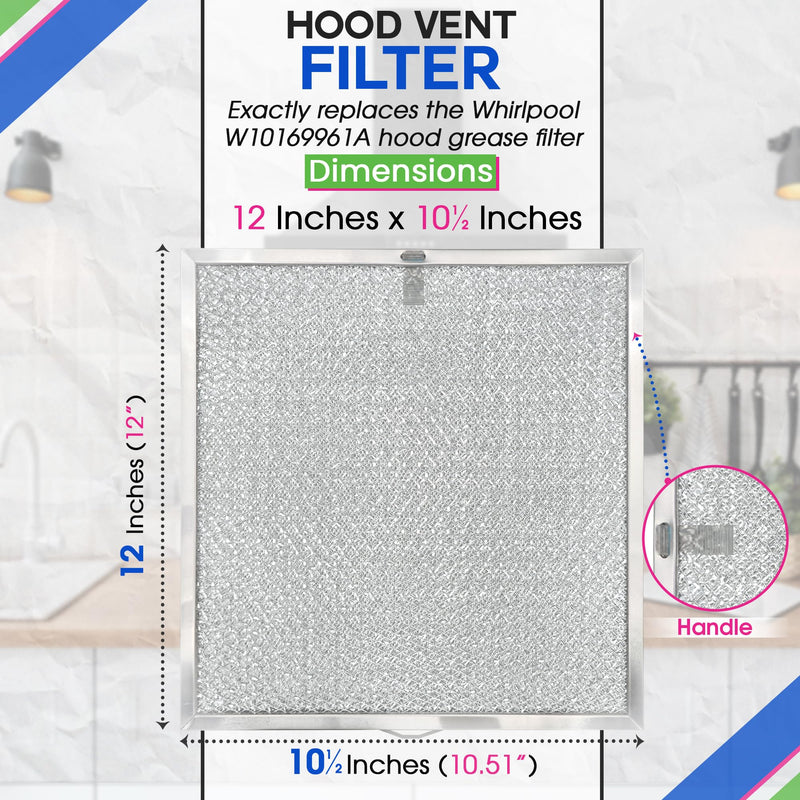 Range Hood Filter Replacement 11.60” x 11.22” BPQTAF S99010316 Fits Broan Range Hood Filter - Aluminum Mesh Hood Vent Filter - Filters Air Entering Kitchen Stove Overhead Exhaust Fan Vent (2-Pack) 2