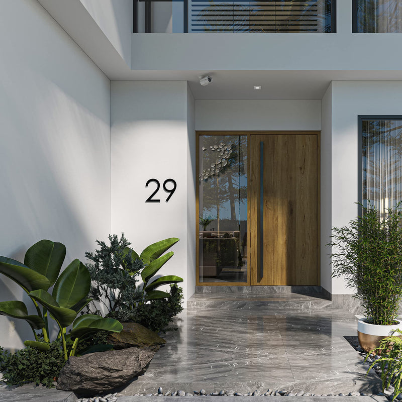 12 Inch Modern Floating House Numbers for Outside | Large Metal House Numbers for Outdoors | Black Coated Rust-Proof Home Address Numbers/Plaques | Metal Numbers 9