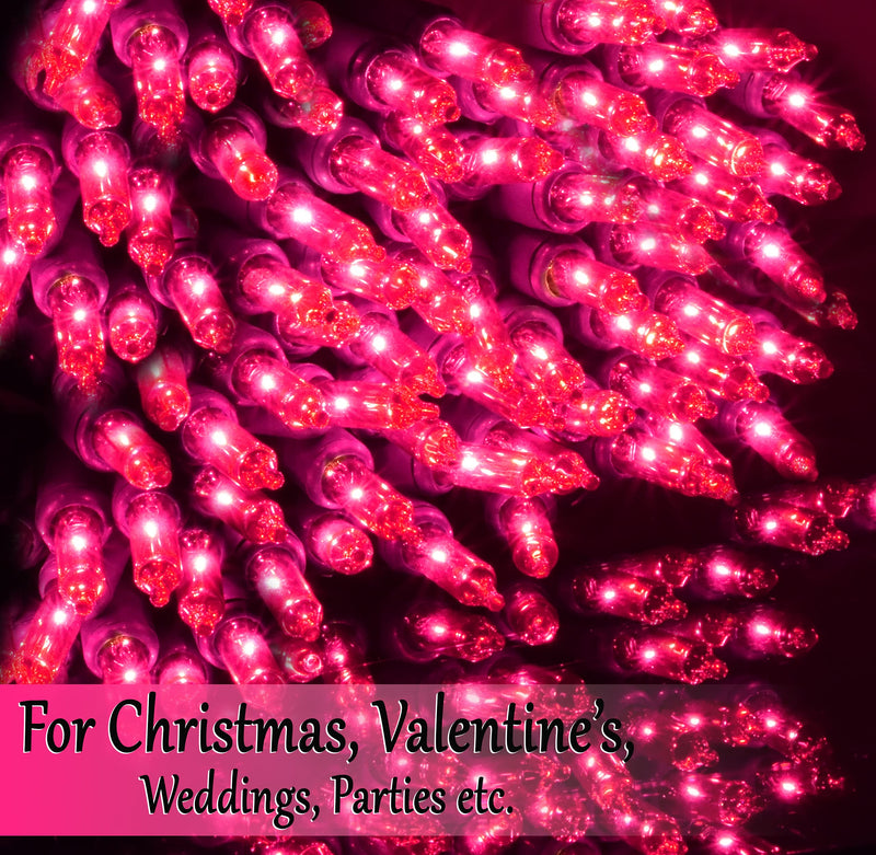 Pink Christmas String Lights 100 Mini Fairy Lights Set Green Wire 20.6 Ft Traditional Valentines Easter Holiday Décor for Home Christmas Tree Bedroom Patio Wedding Decoration Pink 100 Count