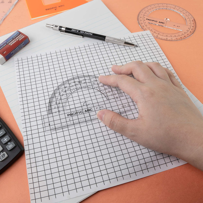 Pacific Arc's 8 Inch Plastic Protractor Clear Ruler 180° | 8 Inch