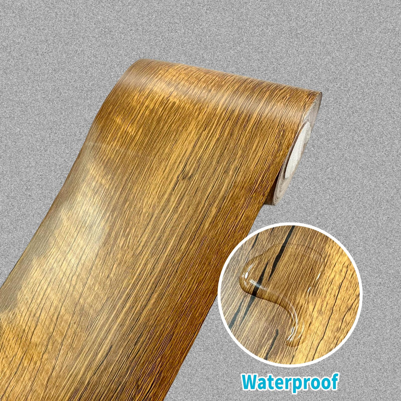 YESUS Brown Border Peel Stick Wood Grain Wallpaper Border Removable Waterproof Bathroom Mirror Frame Sticker 2inch by 393inch