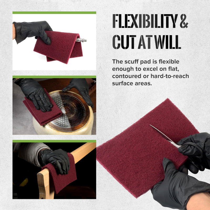 6” x 9” Maroon Scuff Pad 20PCS General Purpose Scrub Pad Automotive Abrasive Pads for Scuffing,Sanding,Scouring,Surface Adhesion Preparation 320 Grit-Maroon-20PCS