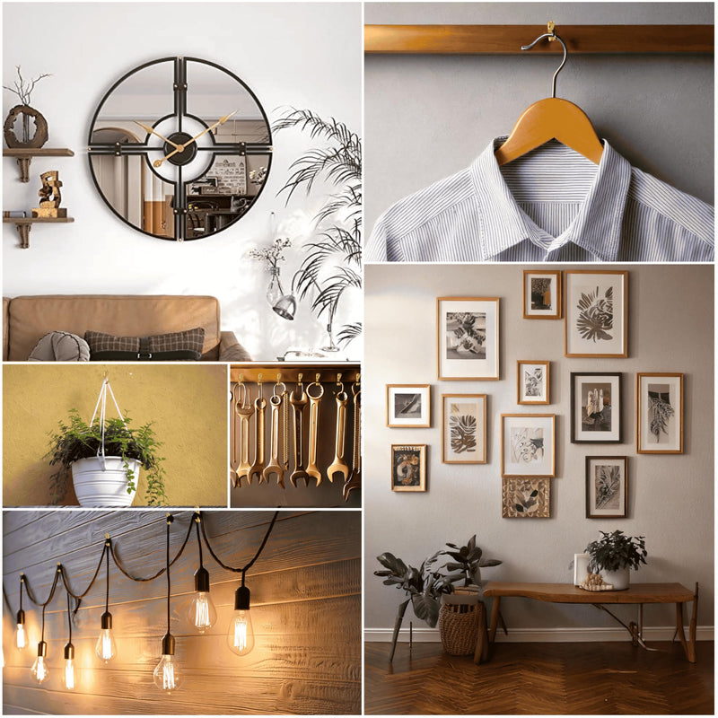 184-Pieces Picture Hanging Kit – Includes 20lb, 30lb, and 50lb Wall Picture Hangers with Metal Hooks and Nails for Drywall, Wood Walls and More