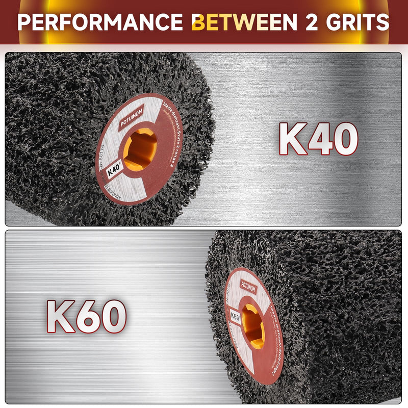 Abrasive Drawing Wheel Surface Conditioning Tool 40 Grit 120 x 100 x 19 mm Wire Drawing Polishing Burnishing Wheel for Wood Metal Surface Polishing 4.7"x 4"