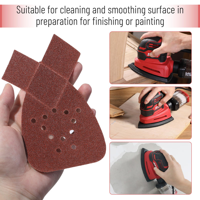 Bates- Mouse Detail Sander Sandpaper, 50 pcs, 60/80/120/150/240 Grits with Extra 3 Tips, Red Sanding Pads, Mouse Sandpaper Assortment, Mouse Sander Sandpaper, Black and Decker Mouse Sanding Pads 50 pcs, 60-240 Grits Red with Extra 3 Tips
