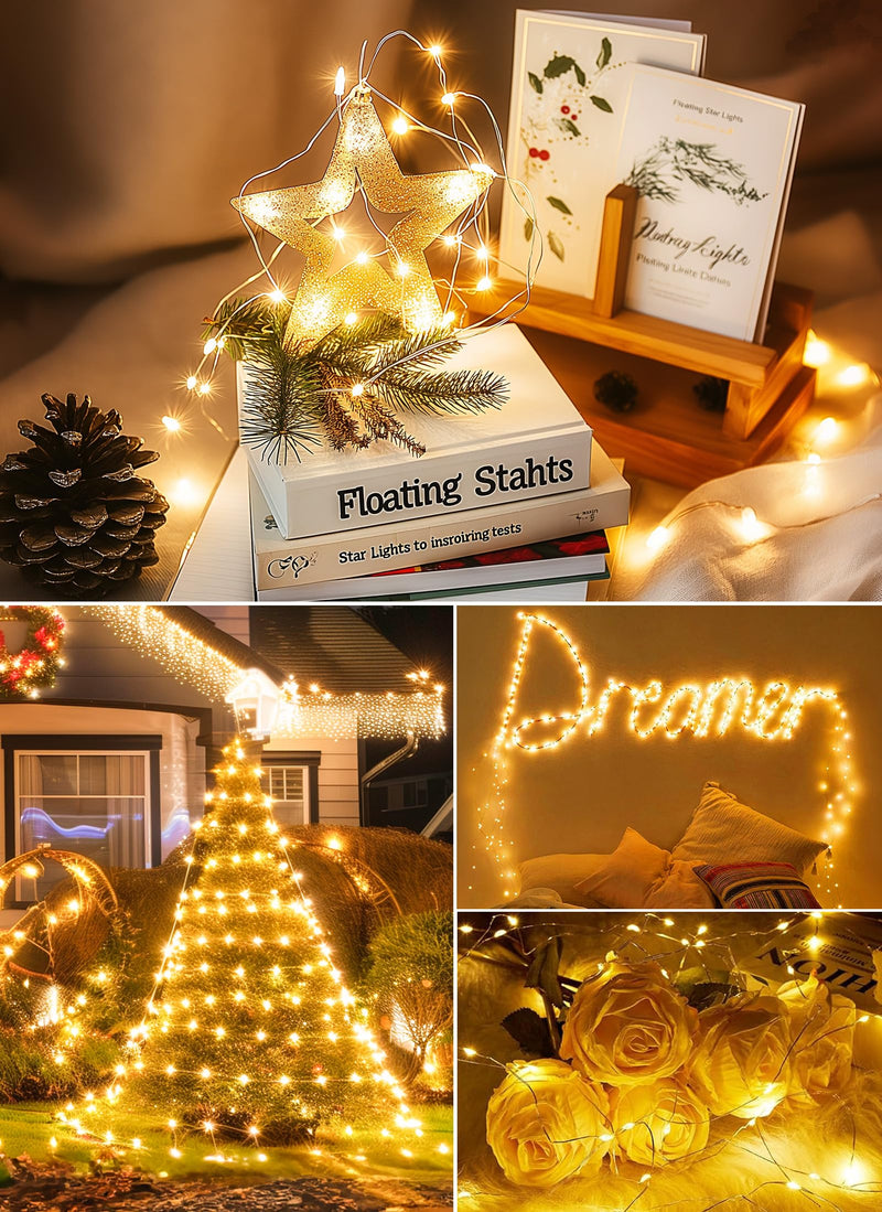 Minetom USB Fairy Lights Plug in, 33 ft 100 LED Twinkle String Lights with Remote and Timer, Waterproof 8 Modes Starry Lights for Indoor Wreath DIY Party Wedding Christmas Decoration, Warm White 1 Pack
