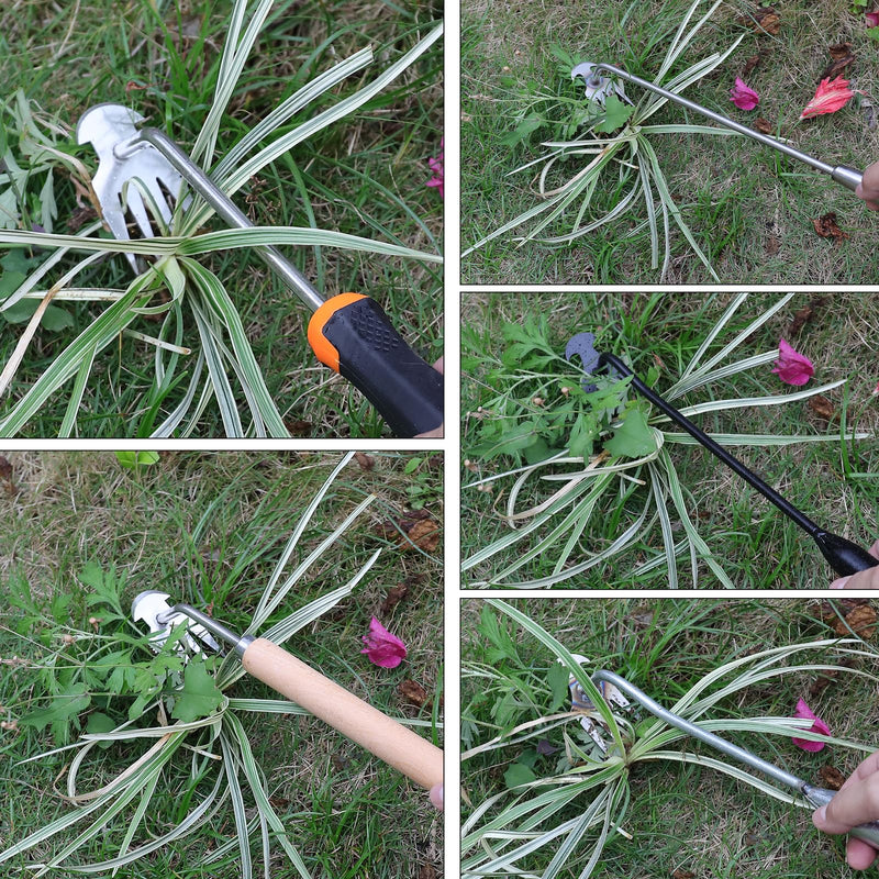 Weed Puller Tool,Portable Garden Weeder Tool,2024 New Manganese Steel Weeding Tools,For Hand Weeder Puller for Vegetable Gardening Backyard Farm Planting & Uprooting Weeding Tool (Rubber Handle) Rubber Handle
