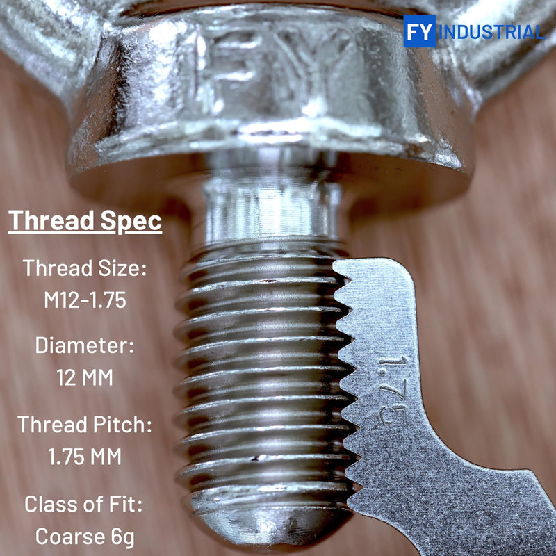 Stainless Steel Machinery Shoulder Lifting Eye Bolt (M12, 2 Items) M12 Silver