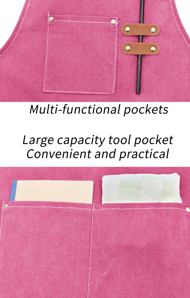 Nanxson Chef Apron Cross Back Work Apron with Tool Pockets Adjustable Shop Apron for Men Women CF3174 One Size Pink - NewNest Australia